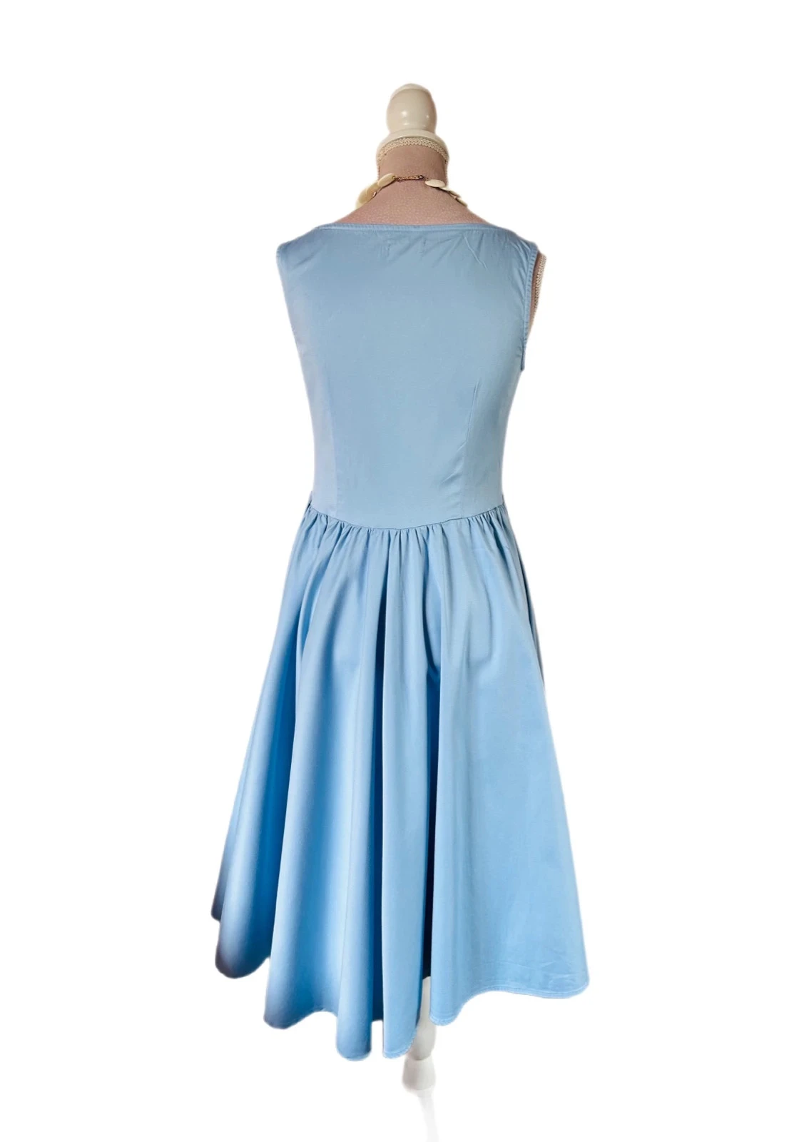 🩵👗Vestido de algodão Rockabilly Pin-Up Retrô Azul Céu Lindy Bop Vintage 50s estilo Swing Dress 34/36👗🩵 – photo 10